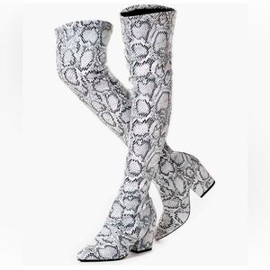 Faux snakeskin Over the Knee Boots Thigh High boots worn once